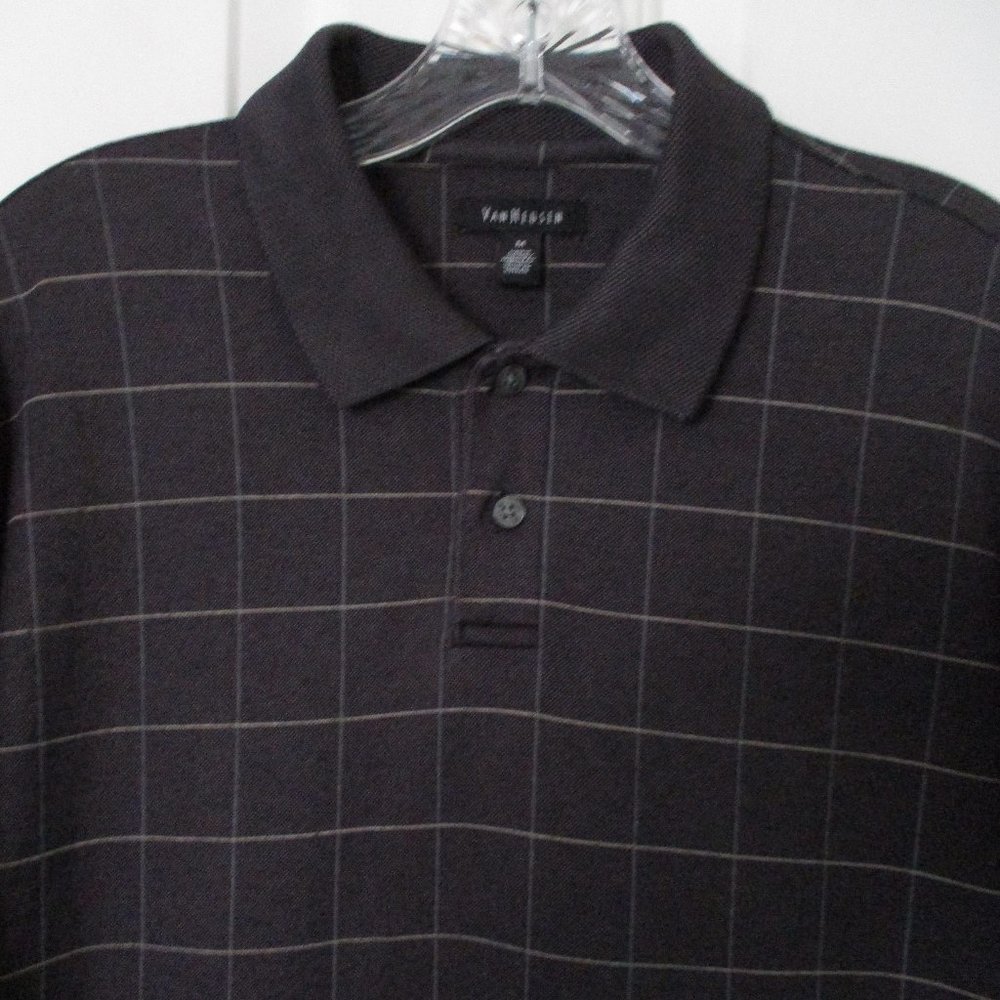 Van Heusen Mens S/S Gray-Brown Cotton Poly Golf Polo Shirt - Size Medium